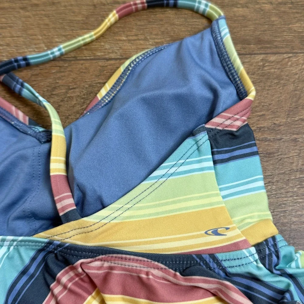 O'Neill Beachbound Stripe Peplum Tri Bikini Set‎ Size 12 NWT
